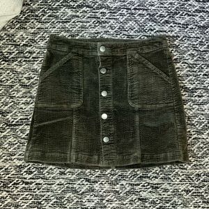 Green Corduroy button up mini skirt